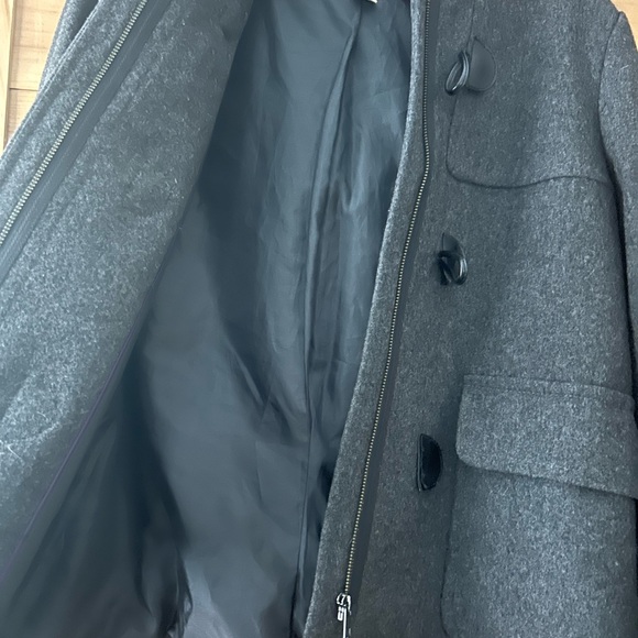 J. Crew Dark Gray Wool Blend Hooded Toggle Pea Coat Size 10 - Picture 7 of 9
